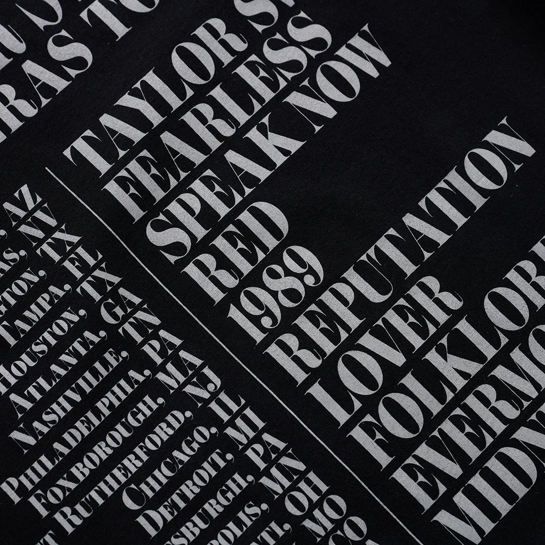 Taylor Swift | The Eras Tour Through LA Black T-Shirt