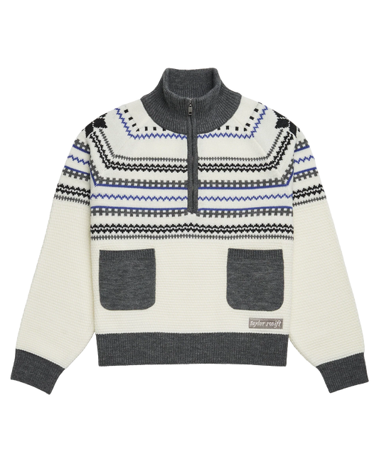 Folklore Album Quarter Zip Up Sweater